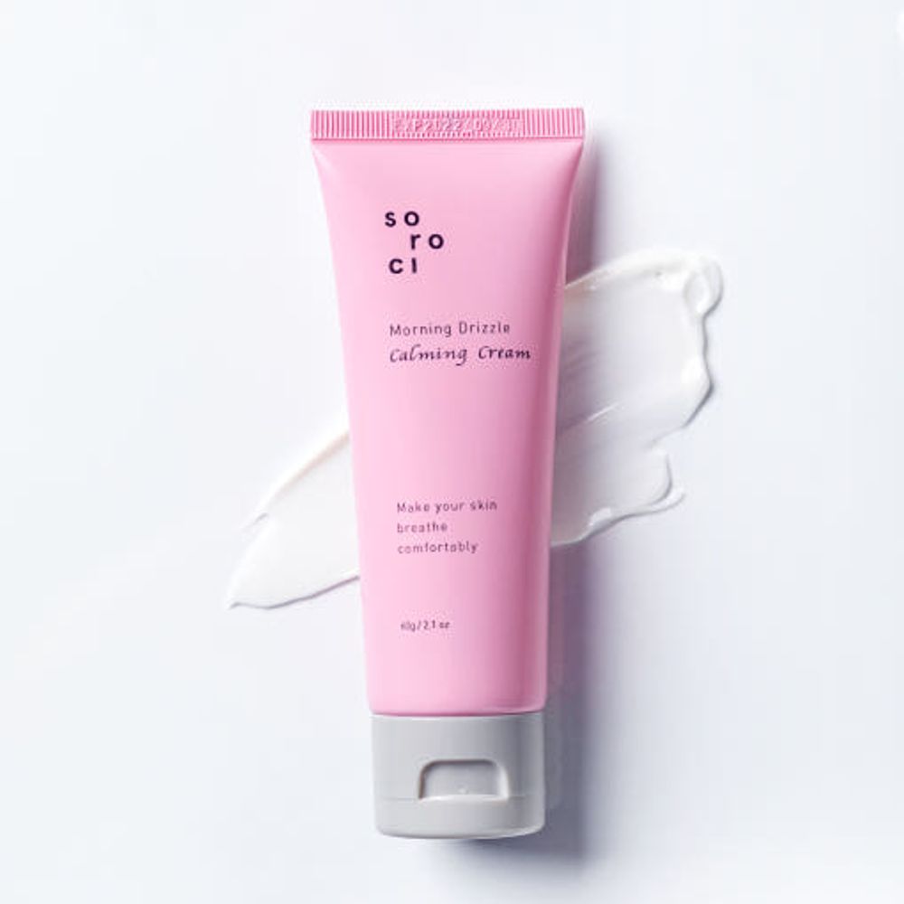 SOROCI Morning Drizzle Calming Cream 60ml – Soothing & Moisturizing Cream for Sensitive Skin, Makeup Base for Dry Skin _ Made in KOREA
